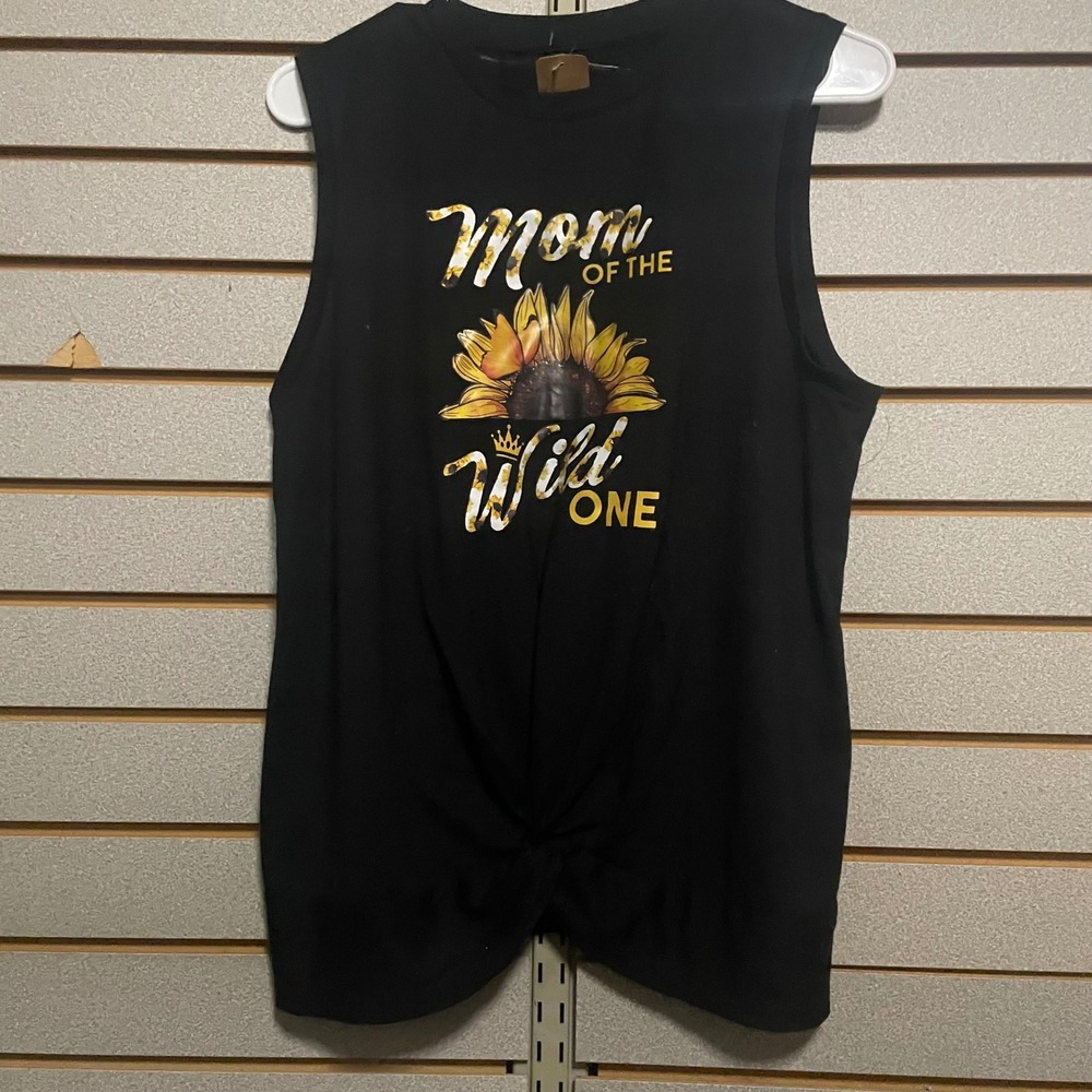 NWTS‎ Mom of the Wild One Sunflower Butterfly Graphic Tank Top Women's Small